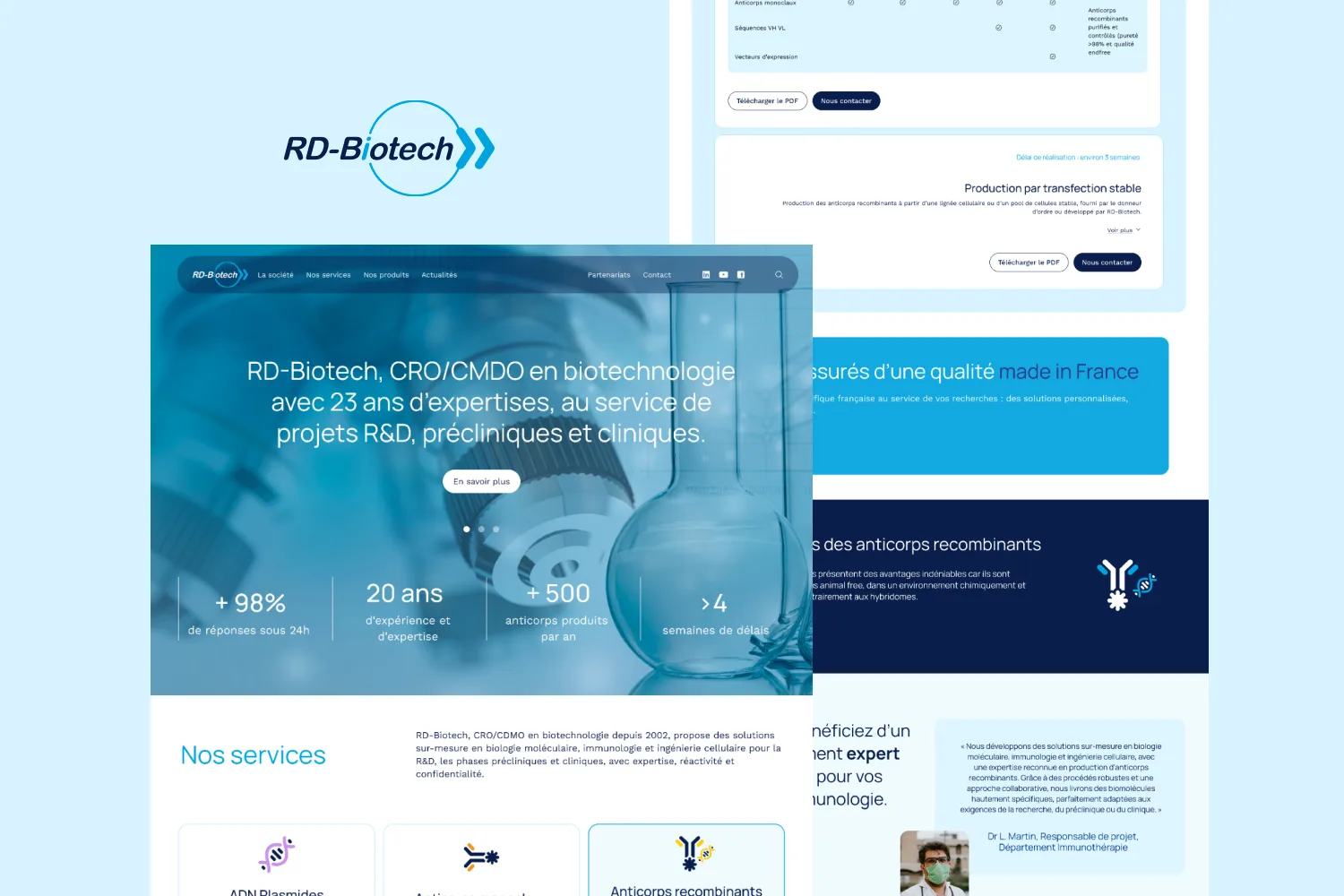 Le site RD-Biotech : accueil, chiffres clés et services